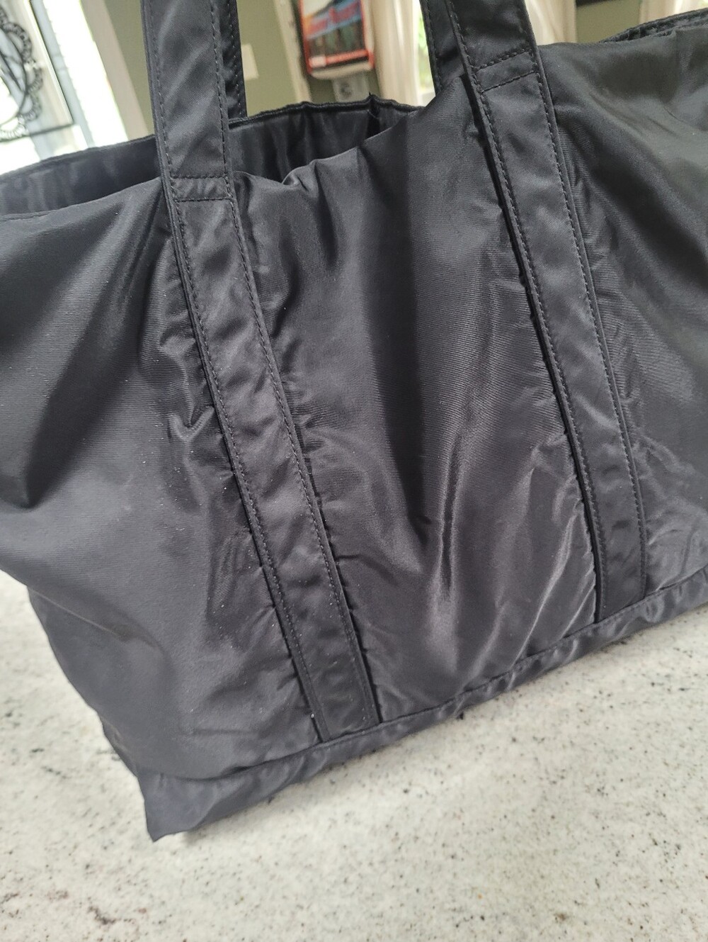 Ralph Lauren Bag Nylon Logo Tote Black Open Top Zip Pocket - Picture 4 of 10